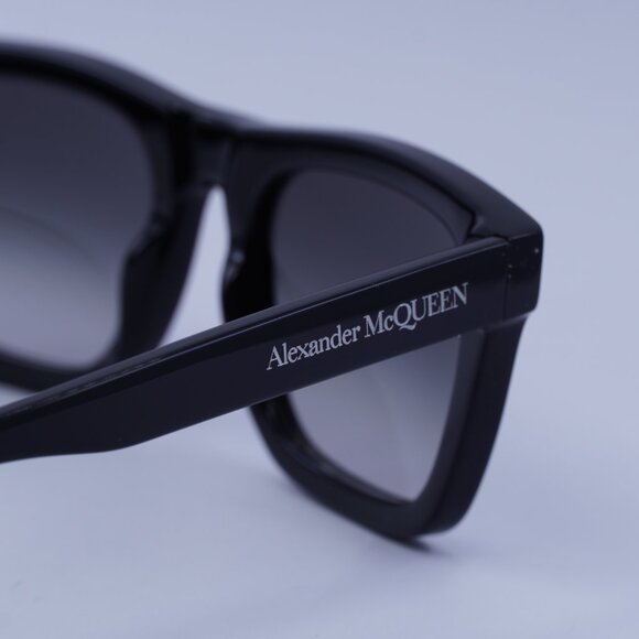 Alexander McQueen AM0301S 001 Sunglasses Black Square Frame, Grey Lenses - Picture 9 of 10